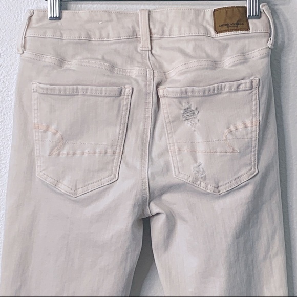 AE 🦅 Light Peach Next Level Stretch High Rise Distressed Jegging Jeans - Picture 8 of 9